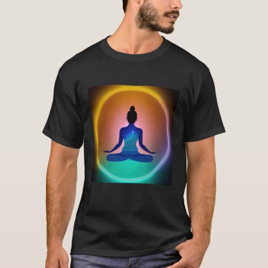 Yoga Girl Female Sun Salutation Meditation Chakra Tシャツ (正面)