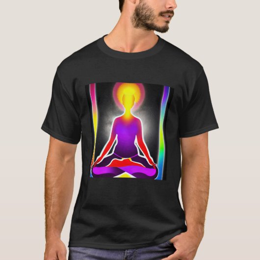 Yoga Girl Female Sun Salutation Meditation Chakra Tシャツ (正面)