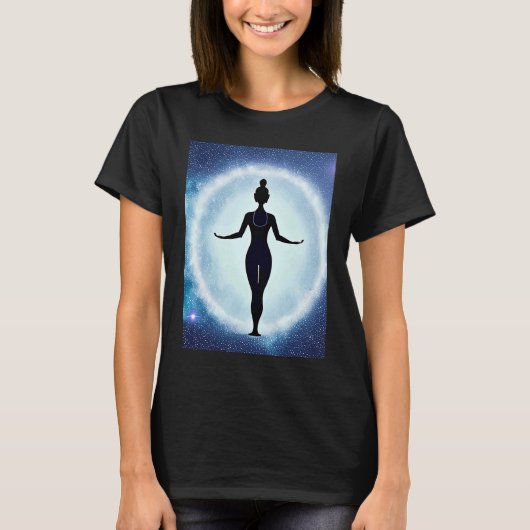 Yoga Girl Female Sun Salutation Meditation Chakra  Tシャツ (正面)