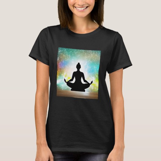 Yoga Girl Female Sun Salutation Meditation Chakra Tシャツ (正面)