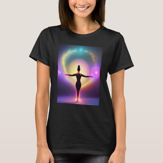 Yoga Girl Female Sun Salutation Meditation Chakra Tシャツ (正面)