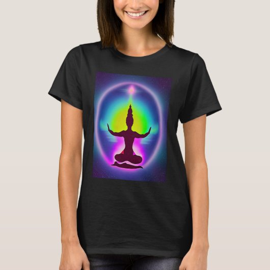 Yoga Girl Female Sun Salutation Meditation Chakra  Tシャツ (正面)