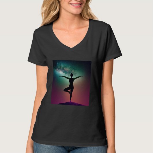 Yoga Girl Female Sun Salutation Meditation Chakra  Tシャツ (正面)