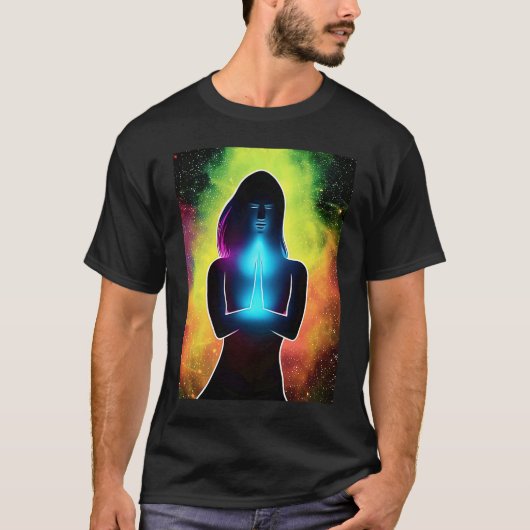 Yoga Girl Female Sun Salutation Meditation Chakra  Tシャツ (正面)