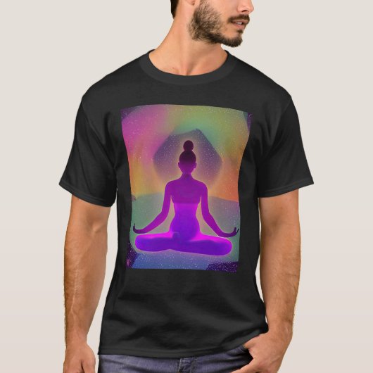 Yoga Girl Female Sun Salutation Meditation Chakra Tシャツ (正面)
