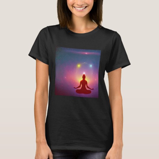 Yoga Girl Female Sun Salutation Meditation Chakra  Tシャツ (正面)