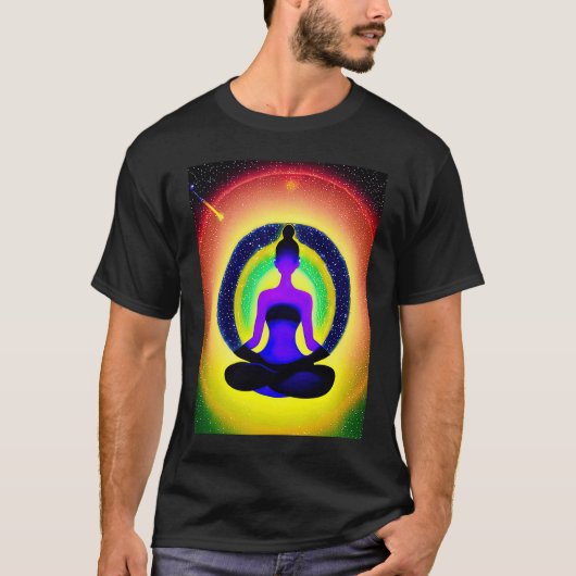 Yoga Girl Female Sun Salutation Meditation Chakra  Tシャツ (正面)