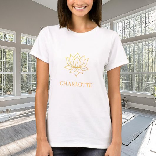 Yoga gold lotus flower name tシャツ
