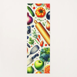 Yoga in the kitchen. ヨガマット