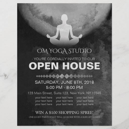 Yoga Instructor B&W Meditation Pose ZEN Open House チラシ (正面)