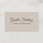 Yoga Instructor Beige Linen Elegant QR Code 名刺 (正面)