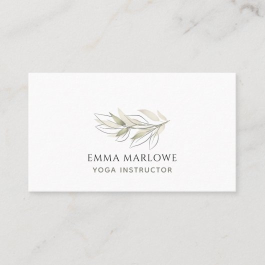 Yoga Instructor Botanical Sage Green 名刺 (正面)