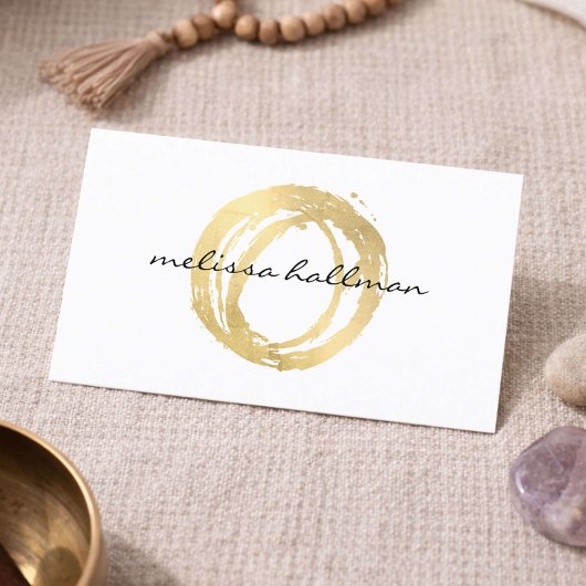 Yoga Instructor Business Card Minimal Gold Logo 名刺