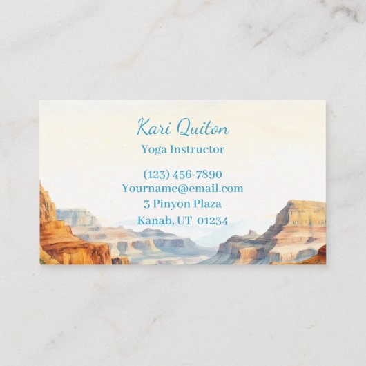 Yoga Instructor Canyon Watercolor 名刺 (裏面)