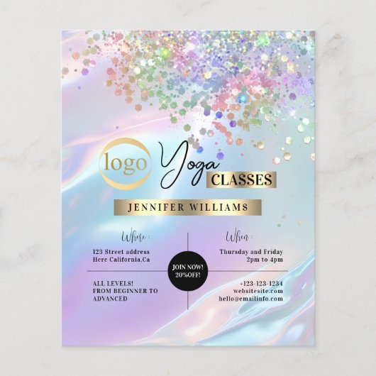 Yoga Instructor Classes Logo Holographic Opal チラシ (正面)