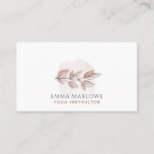Yoga Instructor Dusty Pink Botanical 名刺 (正面)