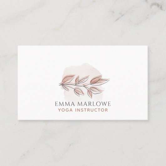 Yoga Instructor Dusty Pink Botanical 名刺 (正面)