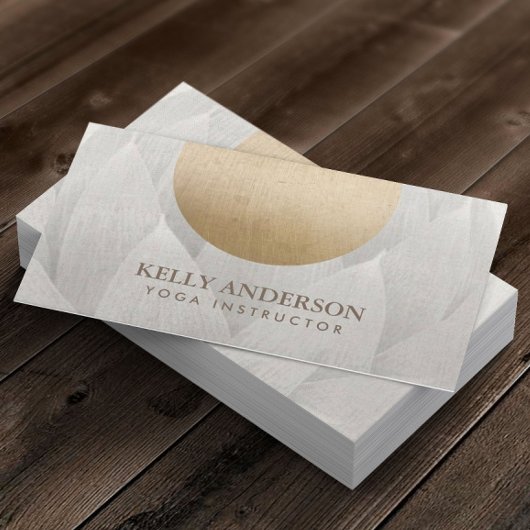 Yoga Instructor Gold Circle Lotus Floral Linen 名刺