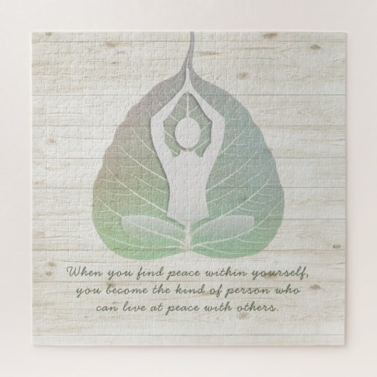 Yoga Instructor Meditation Pose Bodhi Leaf Quotes ジグソーパズル (縦)