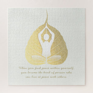 Yoga Instructor Meditation Pose Bodhi Leaf Quotes ジグソーパズル