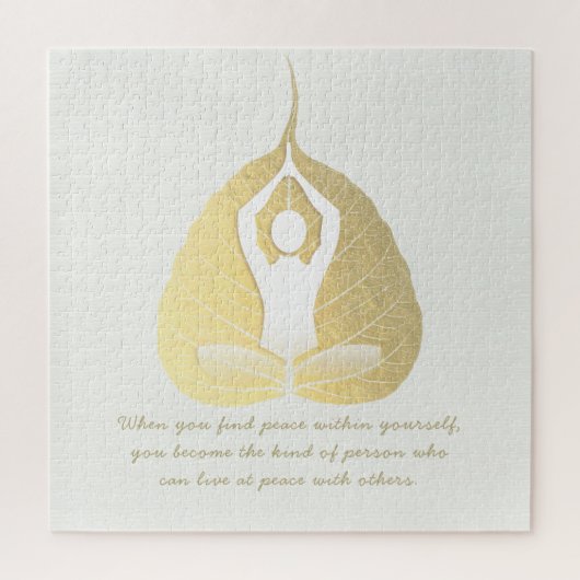 Yoga Instructor Meditation Pose Bodhi Leaf Quotes  ジグソーパズル (縦)