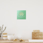 YOGA Instructor Meditation Quote Blue Gold Lotus ポスター (キッチン)