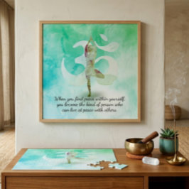 YOGA Instructor Meditation Tree Pose Om Sign Quote ジグソーパズル