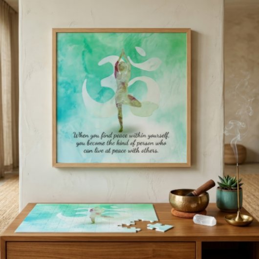 YOGA Instructor Meditation Tree Pose Om Sign Quote ジグソーパズル