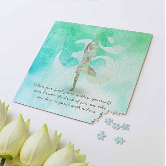 YOGA Instructor Meditation Tree Pose Om Sign Quote ジグソーパズル