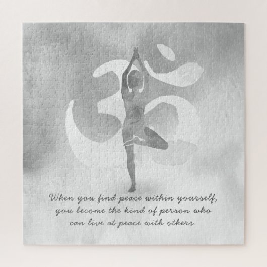 YOGA Instructor Meditation Tree Pose Om Sign Quote ジグソーパズル (縦)