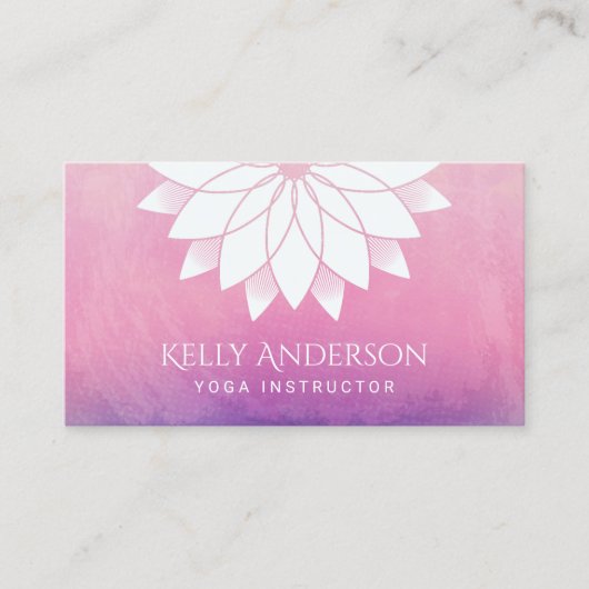 Yoga Instructor Modern Lotus Floral Mandala 名刺 (正面)