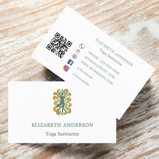 Yoga Instructor pose green retro 名刺