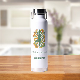 Yoga instructor retro swirls name quote ウォーターボトル