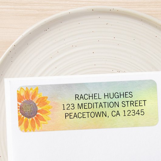 Yoga Instructor Sunflower Return Address ラベル