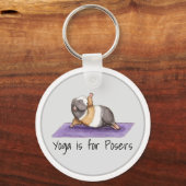 Yoga is For Posers Funny Guinea Pig  キーホルダー (正面)