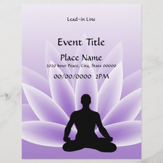 Yoga Lotus Man Violet 8.5 x 11 Event Flyer チラシ (正面)