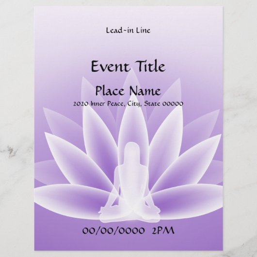 Yoga Lotus Violet 11x8.5 Event Flyer チラシ (正面)