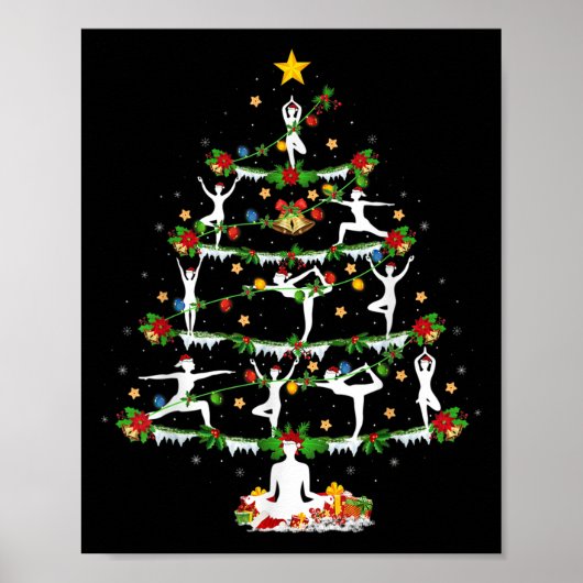 Yoga Lover Xmas Lighting Yoga Christmas Tree  ポスター (正面)
