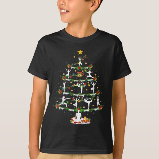 Yoga Lover Xmas Lighting Yoga Christmas Tree  Tシャツ (正面)