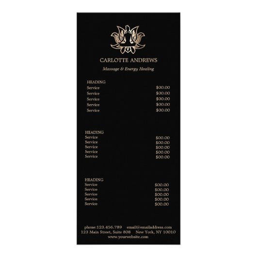 Yoga Mandala Salon Price List ラックカード (正面)