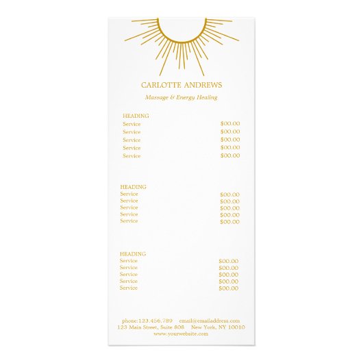 Yoga Mandala Sun Salon Price List Rack Card ラックカード (正面)