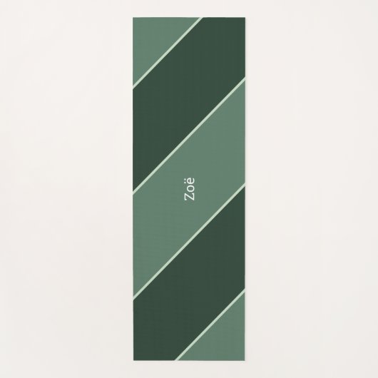 Yoga Mat - Personalised Green Stripes Pattern ヨガマット (正面)