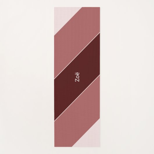 Yoga Mat - Personalised Pink Stripes Pattern ヨガマット (正面)