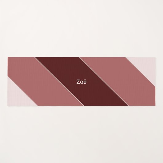 Yoga Mat - Personalised Pink Stripes Pattern ヨガマット (正面(横))