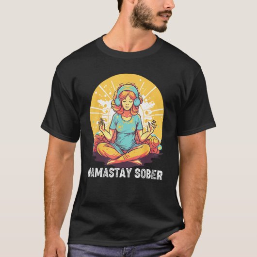 Yoga Meditate Exhale Inhale Tipsy Drinking Namasta Tシャツ (正面)
