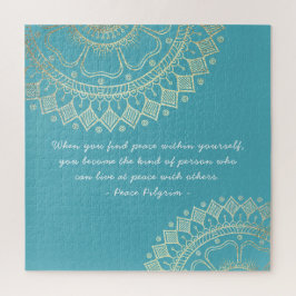 Yoga Meditation Instructor Blue Gold Mandala Quote ジグソーパズル