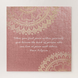 Yoga Meditation Instructor Pink Gold Mandala Quote ジグソーパズル