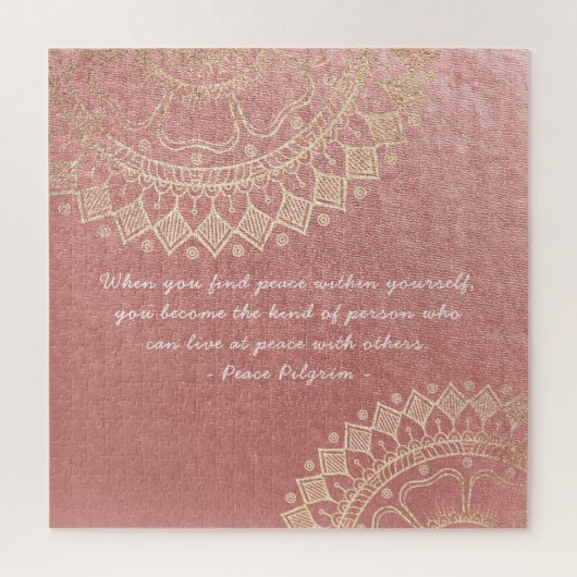 Yoga Meditation Instructor Pink Gold Mandala Quote ジグソーパズル (縦)