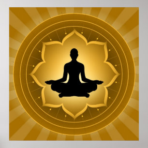 Yoga - Meditation On Lotus Background ポスター