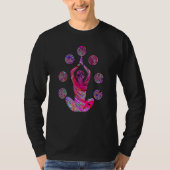 Yoga Meditation Pose with Spirals in Red and Pink Tシャツ (正面)